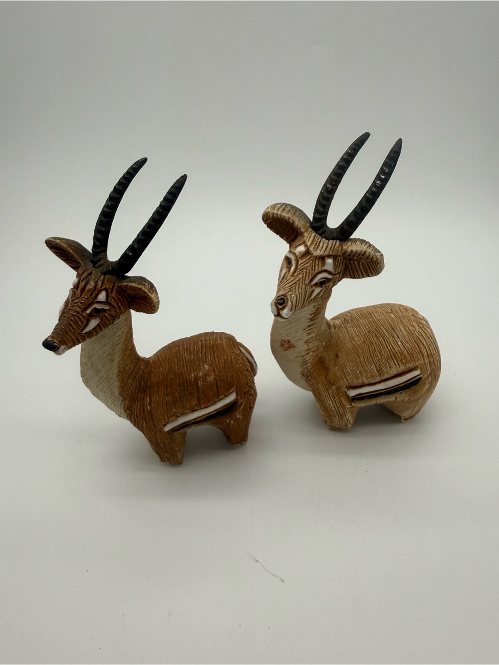 Set of 2 Vintage Artesania Rinconada Clay Gazelle Antelope Figurines Uruguay 74